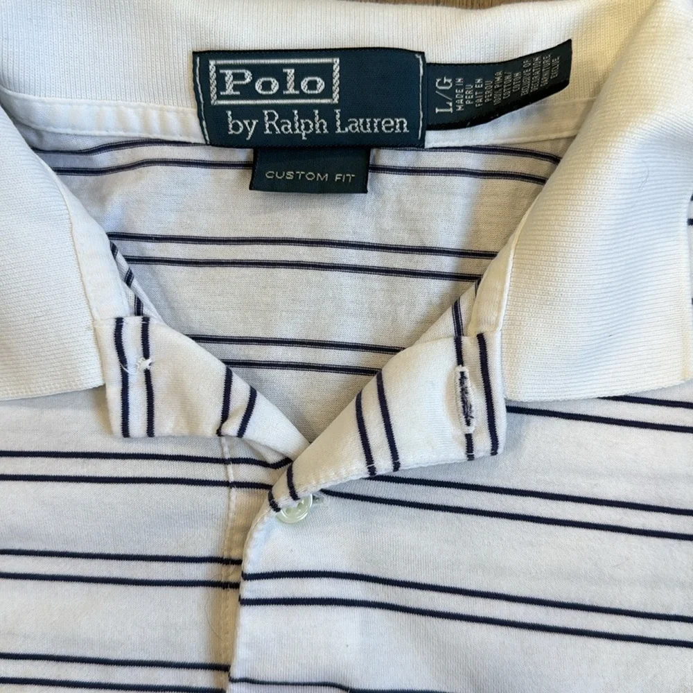 EUC Ralph Lauren Polo Shirt Large White Green Big Pony Outdoors 3 RLPC Rugby - Picture 3 of 9